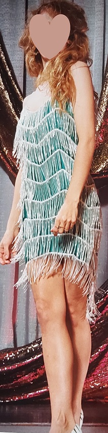 Green Taffita Glass Tassel Flapper or Cowgirl Costume